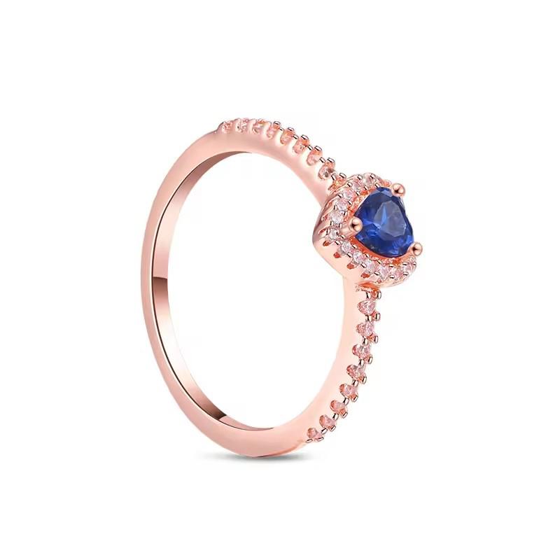 New 925 Sterling Silver Pink Blue Green Heart-shaped Rings Are Suitable for Delicate Jewelry for Women At Wedding Parties