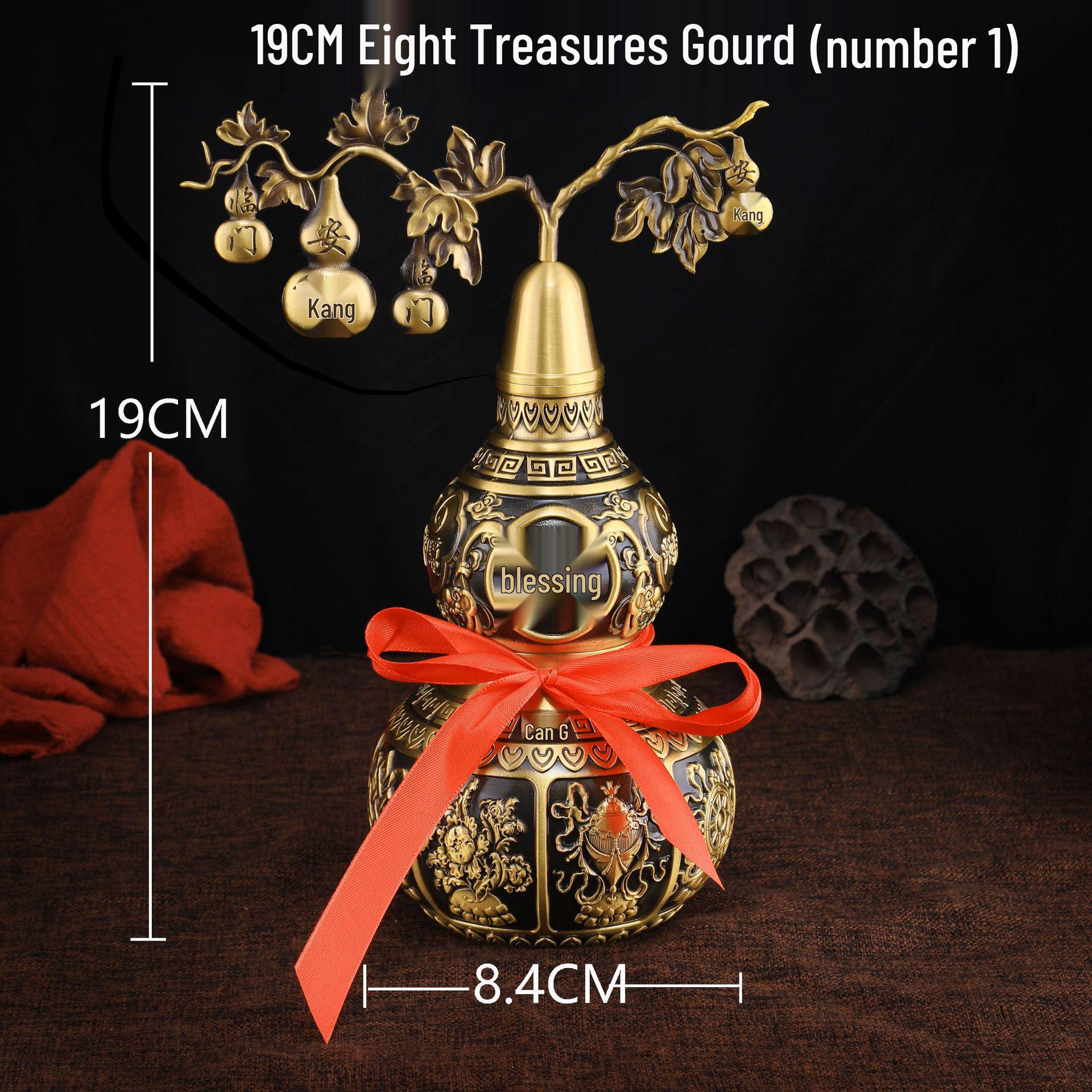 Tibetan Copper Gourd Ornament with Eight Auspicious Symbols