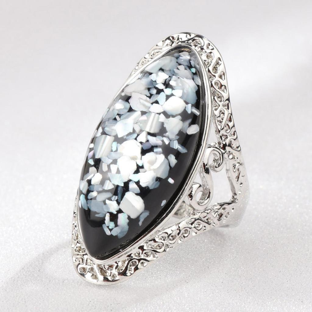 Mode Elegante Ovale Weiße Muschel Große Steinringe