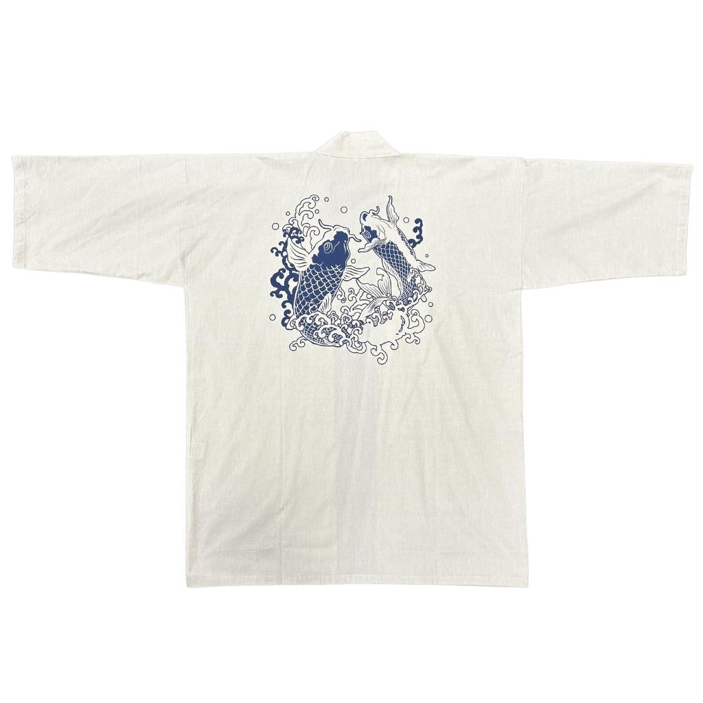 Edoten Haori Cardigan with Made In Enshu Cotton Dungaree Natural Noborikoi Sizes Japanese-Style Pattern, Japan, Fabric, 100% Cotton, Color, (Shokoi