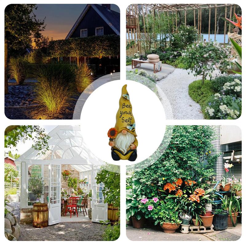 Gartenzwerge Harz Gartenzwerg Statuen für Außen Sonnenblumen-Gnom Statue für Garten Hof Dekorationen Terrasse Rasen Außen Veranda