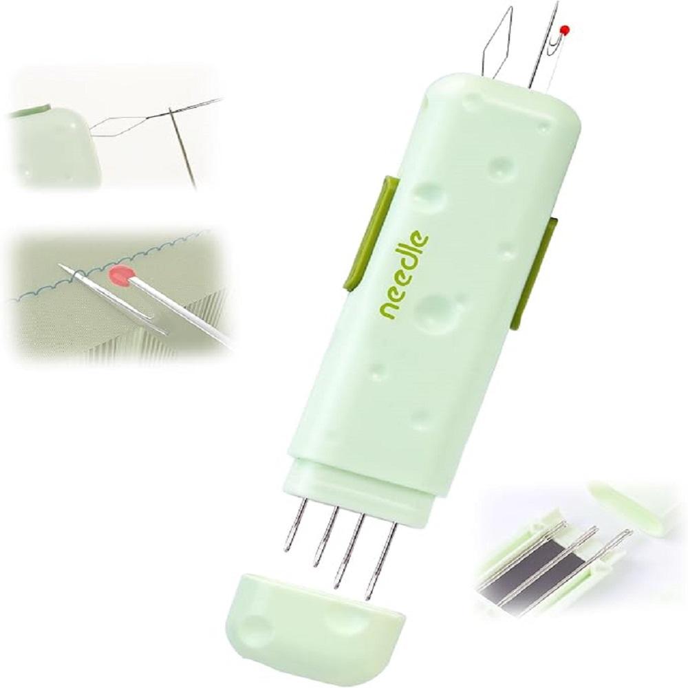 

New Upgraded 3 In 1 Automatic Needle Threaders Seam Ripper With Storage Needle Box Needle Threaders Quick Sewing Kit зелёный