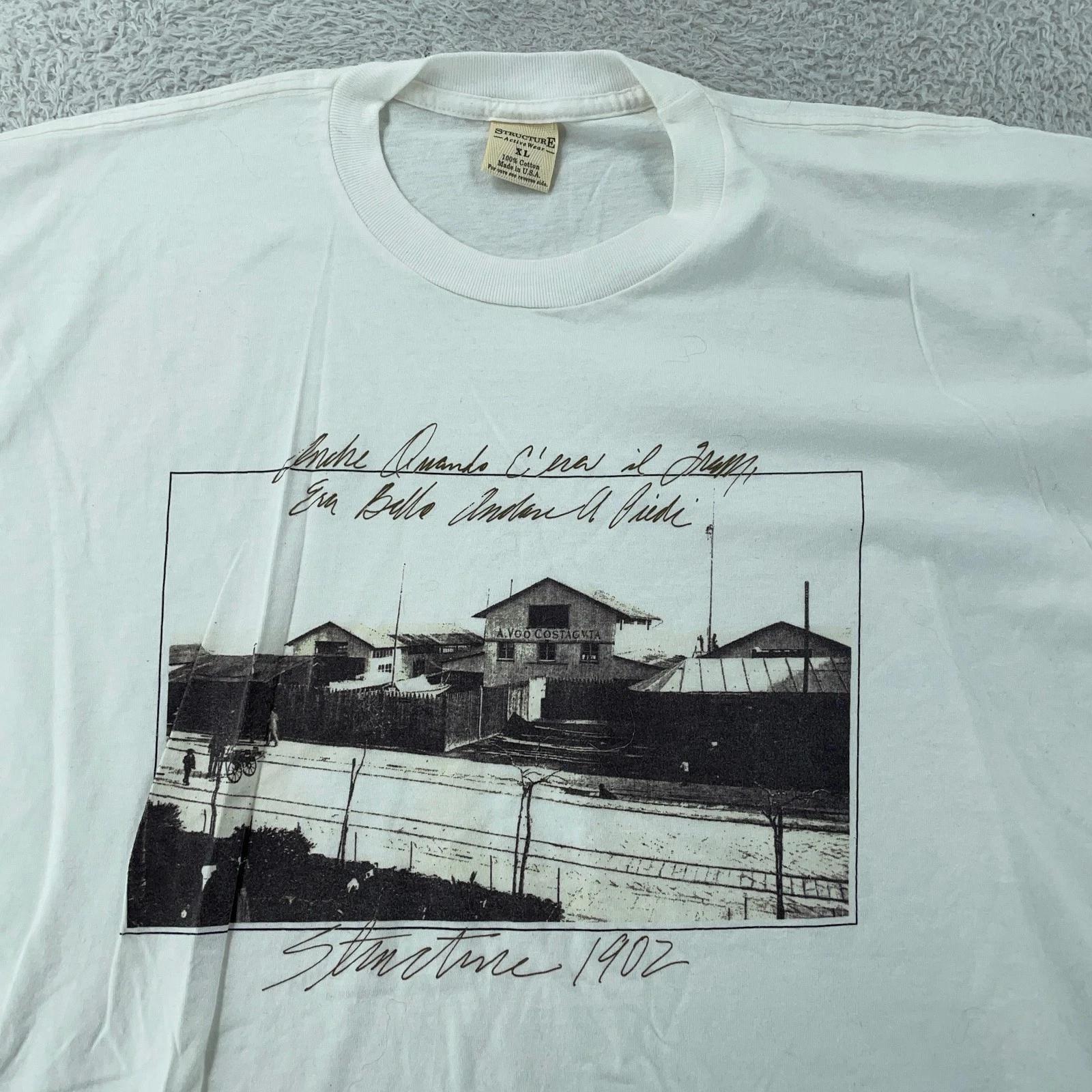 

Vintage Structure 1902 Italian Photo Shirt Mens Large/XL White Tee 90s 2XL