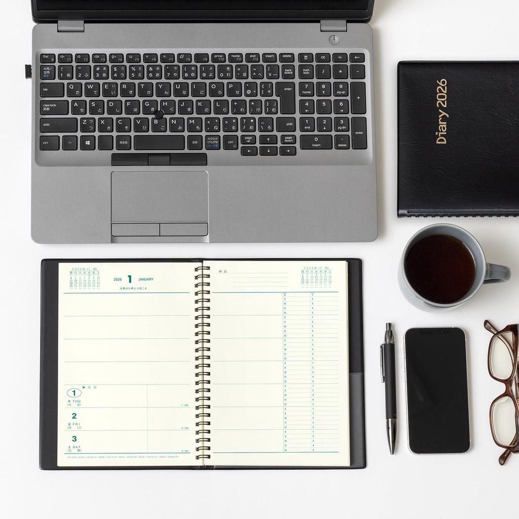 Kyokuto Business January B30226 Planner, 2026, Start, 12-Month Weekly, A5, Black,