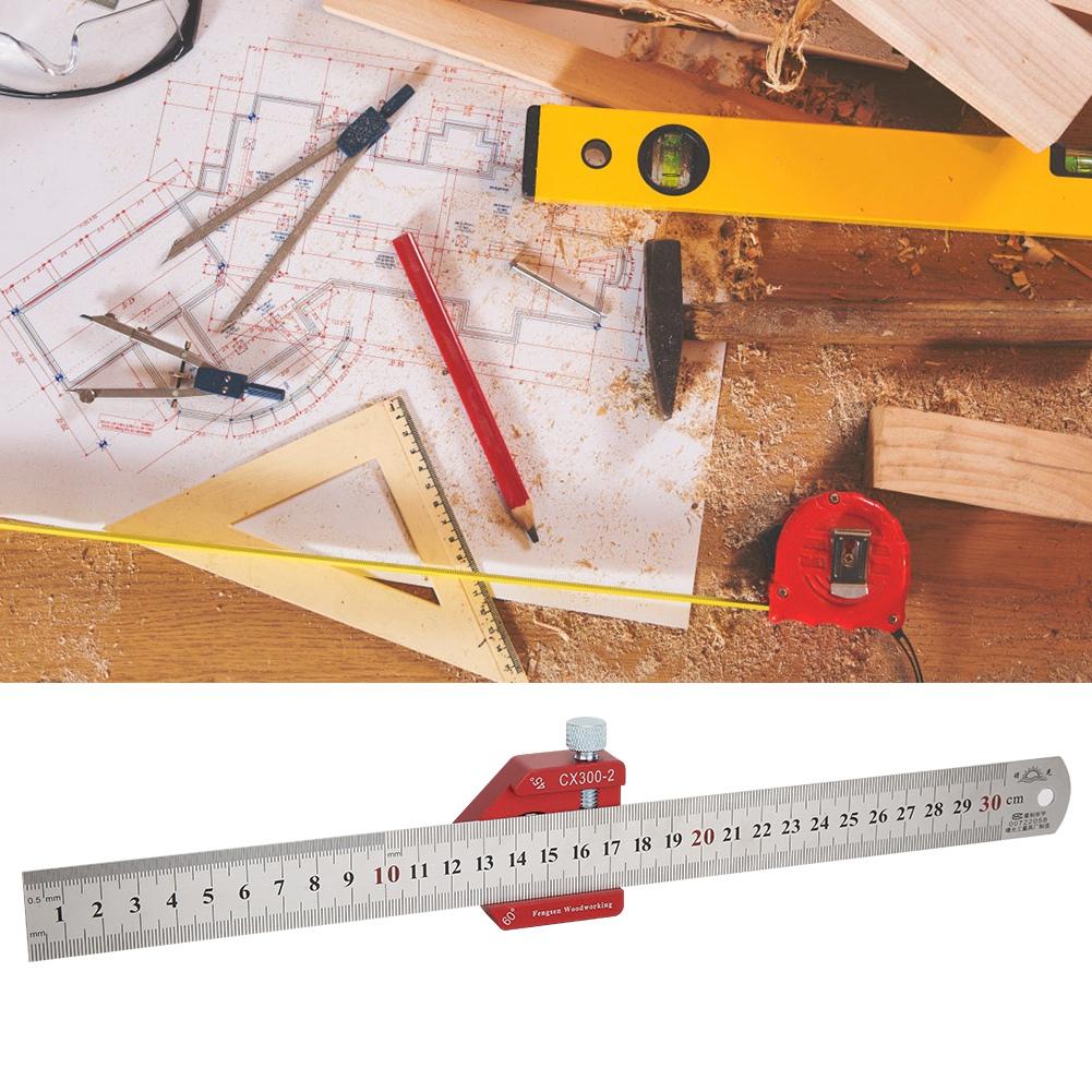 

CX300 2 300mm Scale Measure Scribing Ruler Woodworking Angle Ruler Marking ToolCX300 2