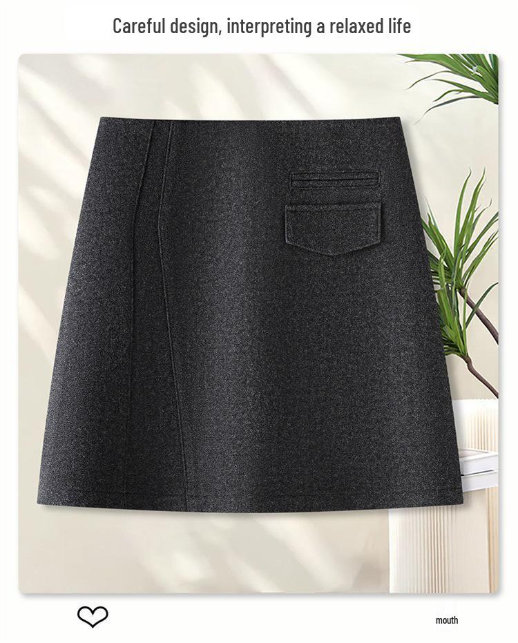 2025 Women's Grey Woolen High Waist A-line Short Skirt - Stylish, Slimming, and Perfect for Autumn/Winter