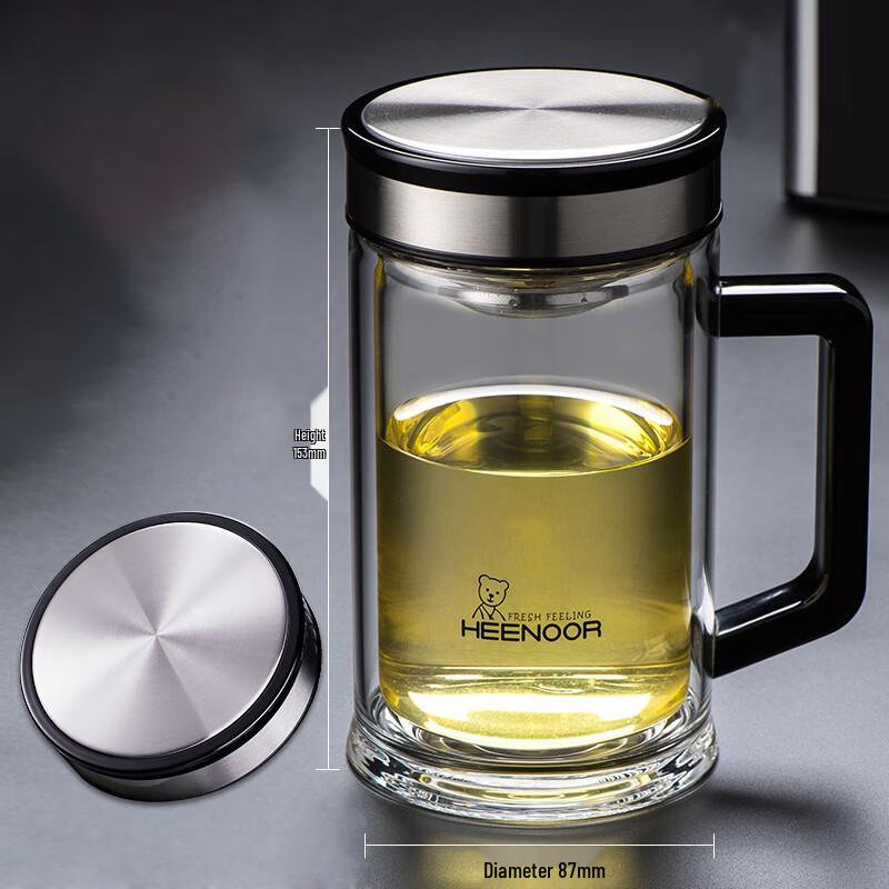 Xeno Double-Layer Glass Tea Cup with Handle