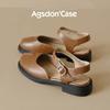Augustine bag head sandals women's 2025 new summer retro brown Mary Jane soft-soled thick heel light mouth single shoes