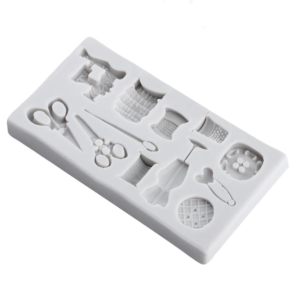 Sewing Tools Silicone Molds Scissors Button Sewing Designer Clothes Fondant Mold Cake Decorating Tools Cupcake Topper Candy Chocolate Gumpaste Mold