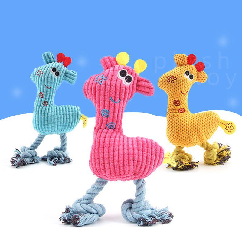 Delightful Giraffe Dog Chew Squeak Toy Interactive Plush Animal For Playful Puppies