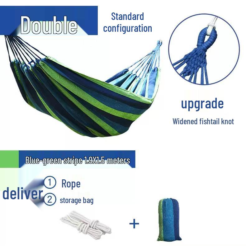 Widened Double Hammock Chair for Indoor/Outdoor Use - Anti-rollover Design