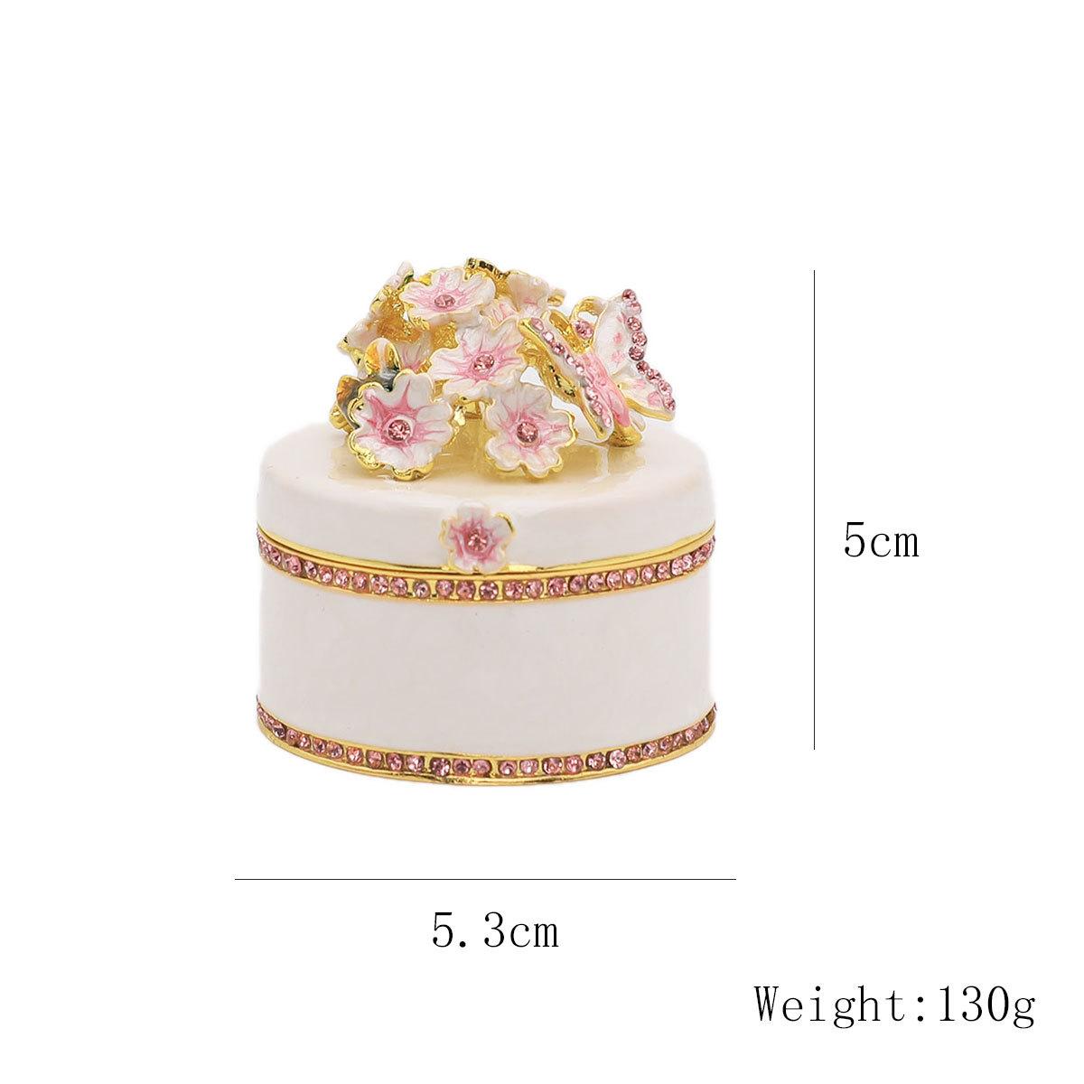 

Alloy Cherry Blossom Decorative Box Round Ring Box Enamel Craft Cherry Blossom Jewelry Box Birthday Gift Fashion Small Ornaments грязно-белый