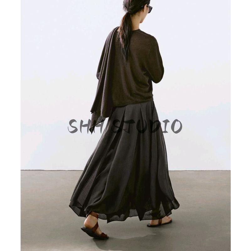 MD Spring and Summer Women's Clothing Linen Blended Art Department Stylish Scarf Collar Long Sleeves Sweater Knitwear 5783722