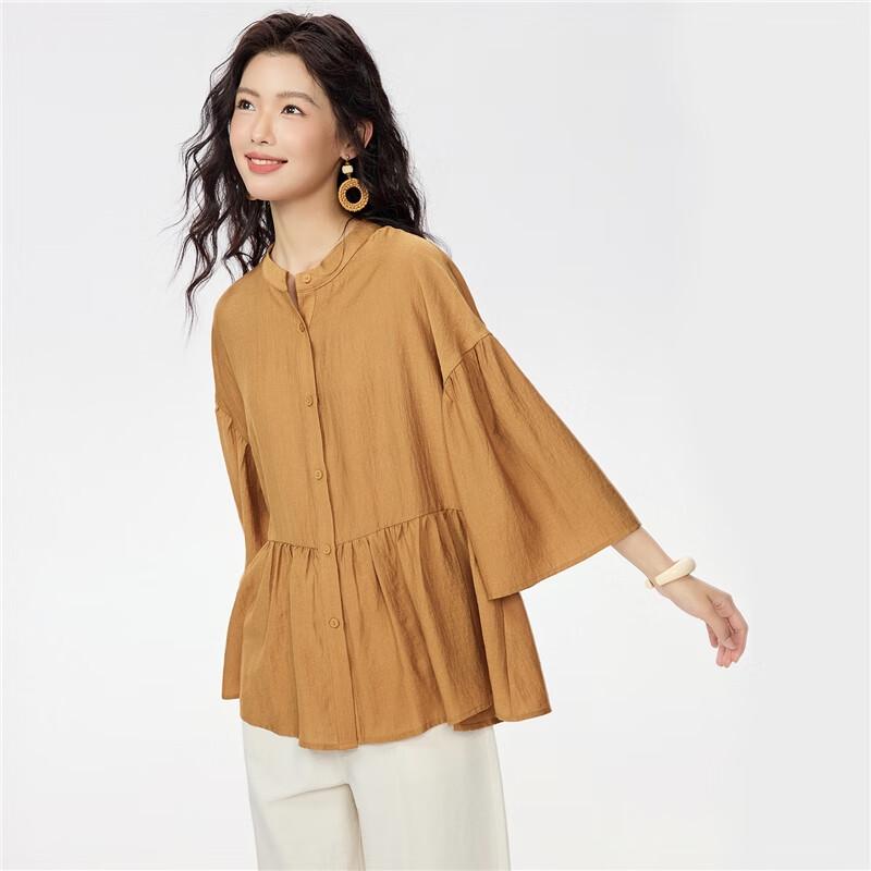 Giordano Women's Ruffle Trim Bell Sleeve Blouse