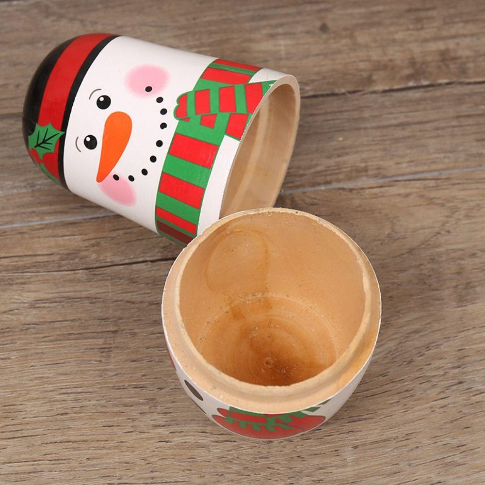Wood Snowman Russian Doll 5Pcs/Set Christmas Nesting Dolls Cute Xmas Matryoshka Doll  Kids
