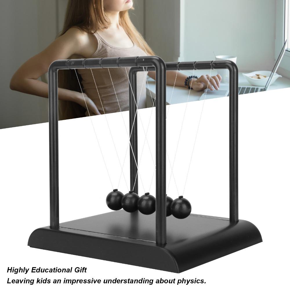 Black Pendulum Balance Balls Wooden Base Educational Decoration Toy Physics Science Toy  Desk Decor