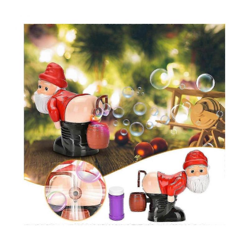 Christmas Automatic Bubble Machine with Lights Music Funny Santa Claus Bubble Toys 60ml Bubble Solution