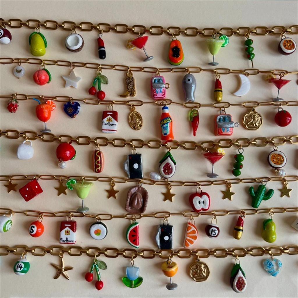 Stainless Steel Niche Fresh Fruit Pendant Accessories, Papaya and Mango Handmade DIY Accessories