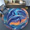 Dolphins Round Area Rug,Carpet Rug for Living Room Bedroom Sofa Playroom Decor,Non-slip Floor Mat