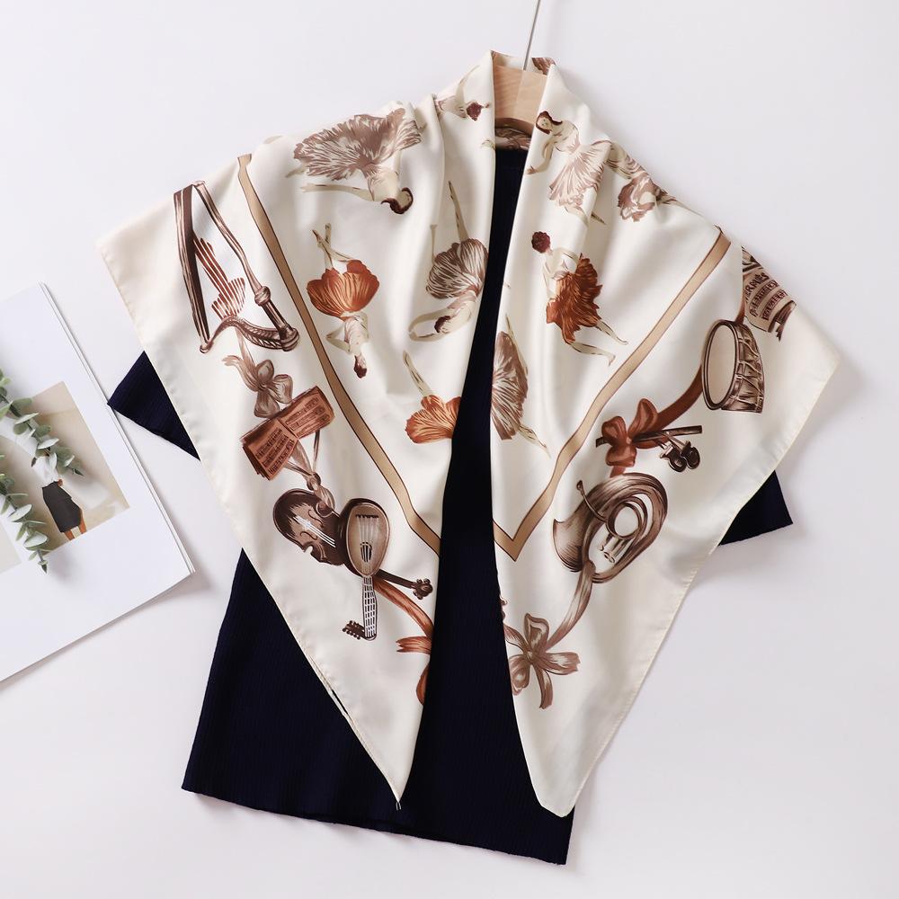 Ethnic Style Print 90 Square Scarf Summer Woman Headband Muslim Hijab Shawls Ladies Simple Bandana Retro Islamic Turban