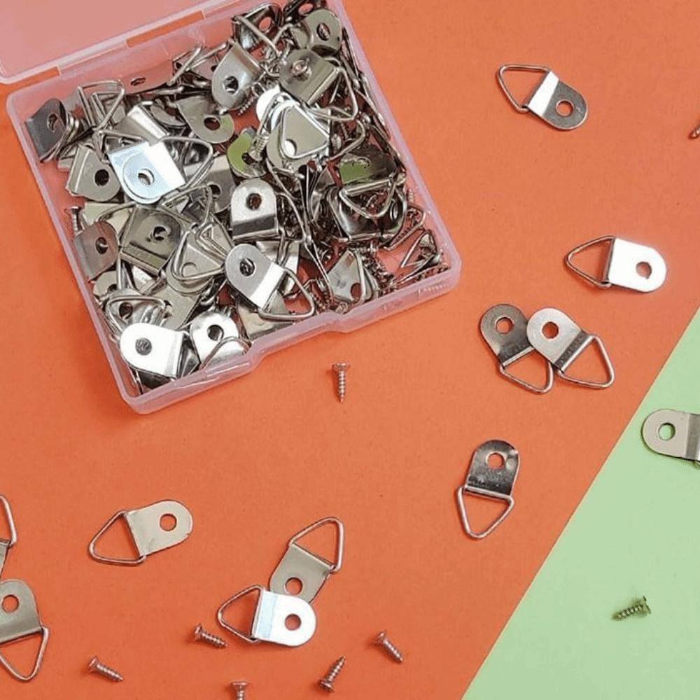 100Pcs with Screws Photo Frame Hook Iron Half Circle Ring Hanging buckle  Mirror Hanging