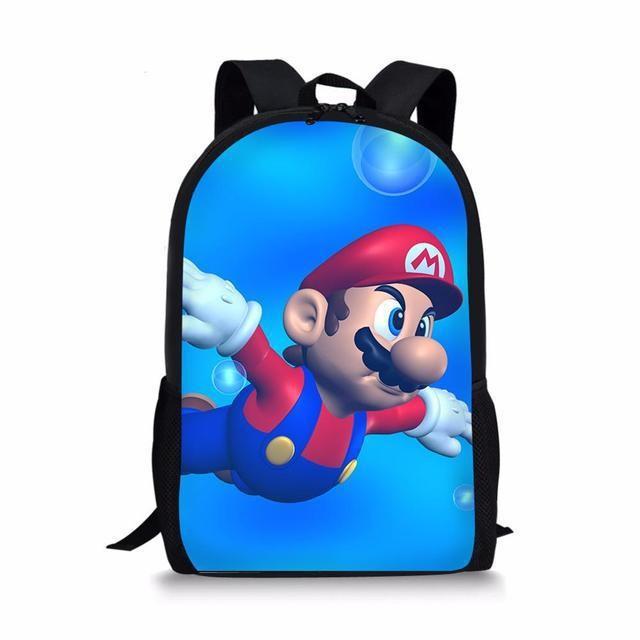Double Super Mario Shoulder School Bag With Durable Material Pattern Playful