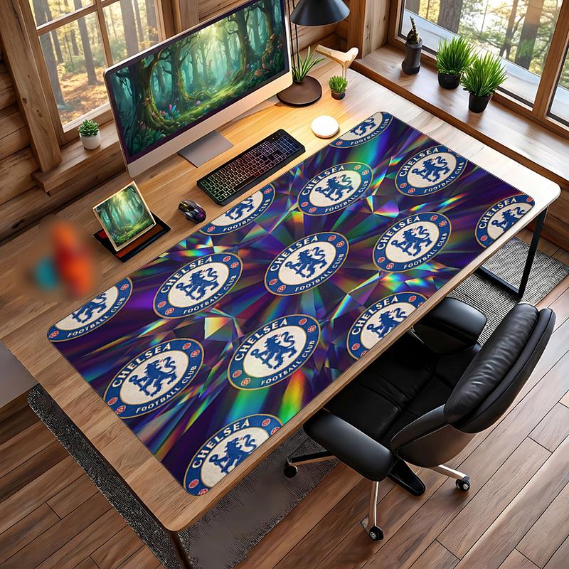 Tappetino per Mouse Grande Stampato Chelsea FC, Tappetino da Scrivania Gaming Morbido in Gomma Antiscivolo per Decorazione Ufficio Laptop Computer