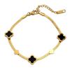 New Four Leaf Clover Women's Bracelet Black Dripping Oil Titanium Steel Bracelet