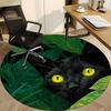 1PC Black Cat, Jungle Office Round Area Rug, Indoor Mat Suitable ForOffice, Under Office Chairs Bedroom Living Room Home Decor, Room Deco g089