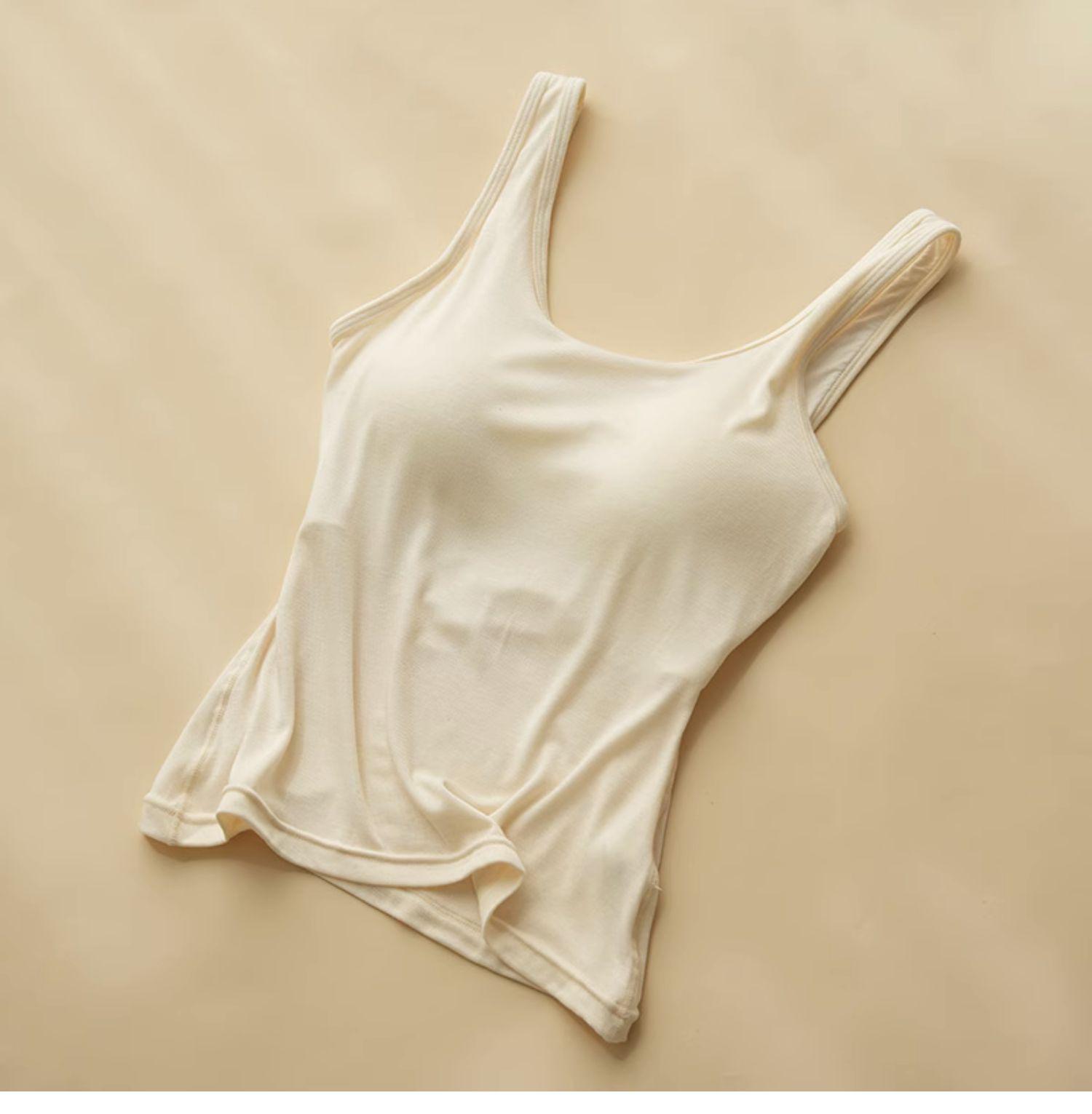 

Бюстгальтер-майка из шелка Mulberry: Тонкий, дышащий, эластичные подтяжки, встроенные подушечки, цельный дизайн, стильная спинка M-L (Recommended 80-110 lbs)