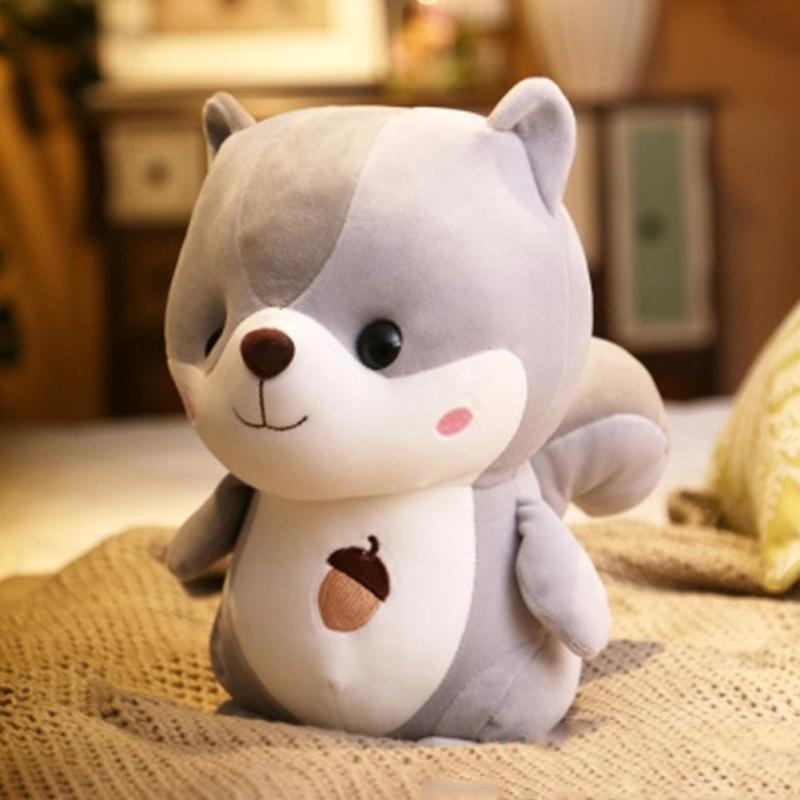 Squirrel-shaped  Doll Four-sided Elastic Crystal Velvet Small Raccoon Down Cotton Filled Plush Toy