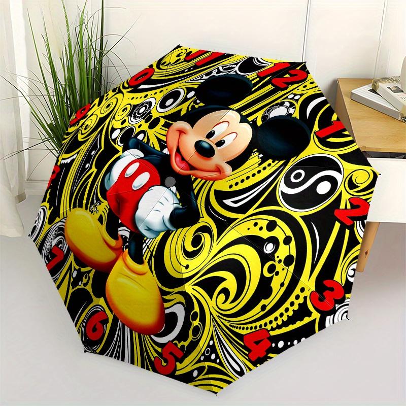

1 Auto Open Mickey Mouse, Clock Face Themed Colorful 8-rib Portable Umbrella for Men and Women, A Compact Commuting Companion Suitable for D