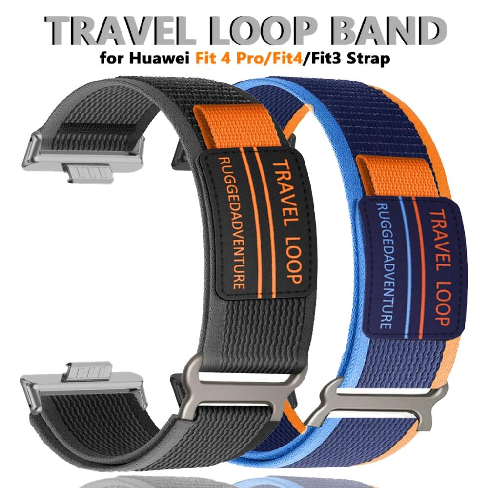 

Nylon Strap for Huawei Watch Fit 4 Pro Band Sports Men Women Replaced Bracelet Huawei Fit 3 Fit 4 Travel Loop Correa Accessories Huawei Fit 3 &Silver темно-синього кольору