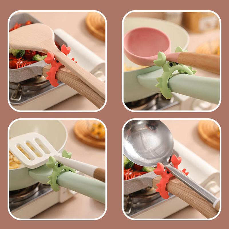 4 Stück Silikon Spatelhalter Überlaufschutz Herdplatten Spatelhalter Rutschfester Krabben Löffelhalter Verbrühschutz-Clip Utensilienhalter