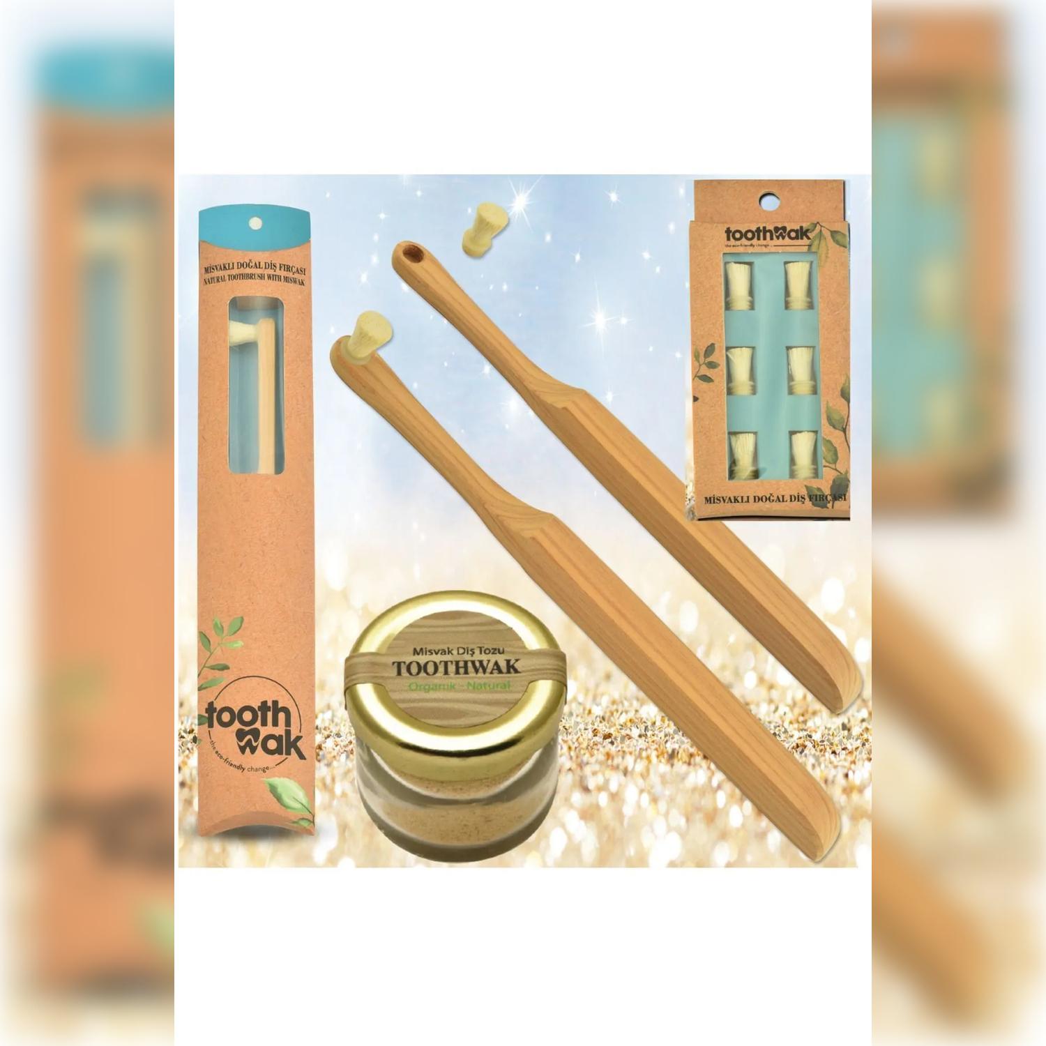 

Natural Miswak-Head Toothbrush + Miswak Powder + Replacement Head