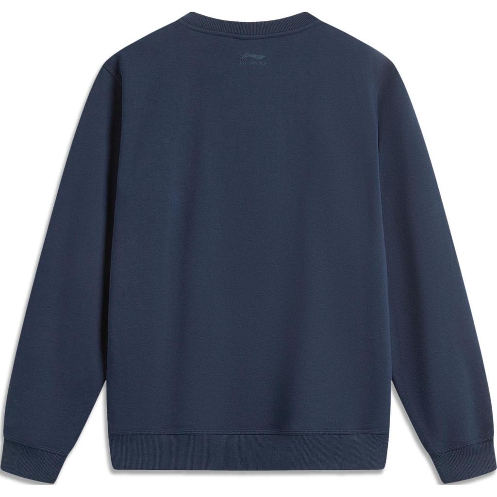 Li Ning Sports Lifestyle Series Letter Print Fleece Warm Sweatshirt Men Sweatshirt Deep-Navy-Blue AWDU679-4