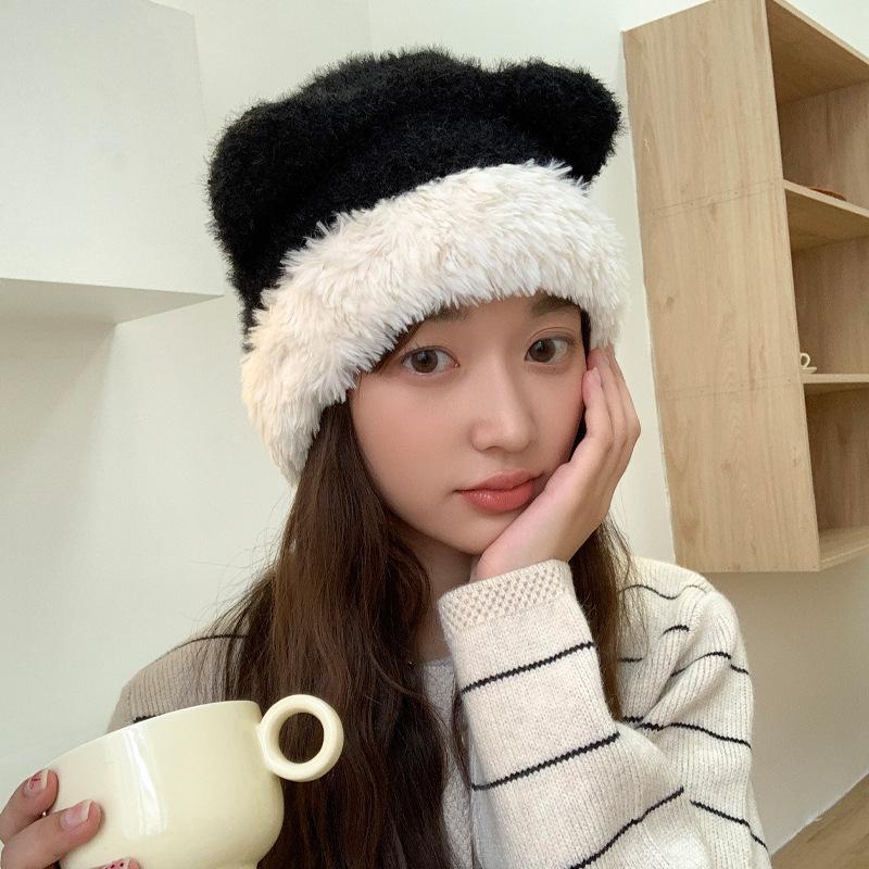 Herbst- und Wintermützen für Damen Einfarbig Vielseitige gestrickte Wollmützen für Winterwärme Niedliche Ohren-Überzieh-Mütze Ohrenschutz Kalte Mütze Neu