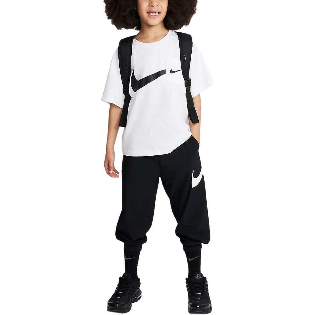 Nike Sportswear Printed Logo Breathable Round Neck Short Sleeve T-Shirt Kids tops White HM4730-100