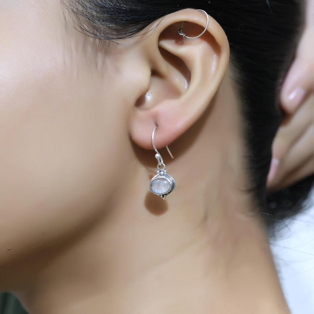 925 Sterling Silver Moonstone Pendant Earring Set, Silver Women Jewelry, Handmade Jewelry, Gift For Her An0450-516