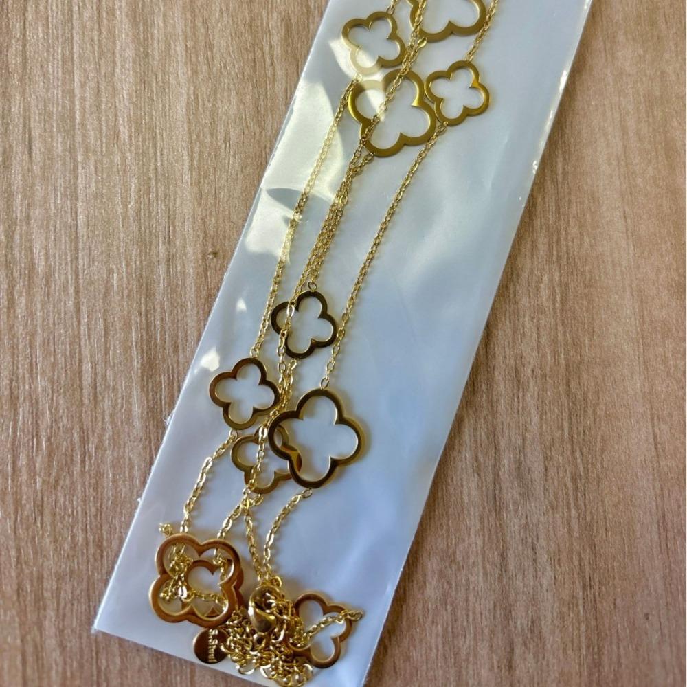 Four-leaf Clover Necklace Cut Out Flower Sweater Chain Long Necklace