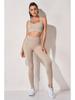 Women's Solid Color Seamless Ribbed Sports Bra and High Elastic Yoga Set
