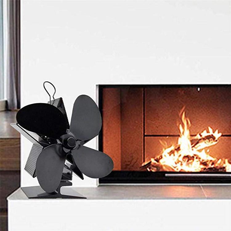 Silent Heat-Powered Four-Leaf Wood Stove Fan - Christmas Star Model