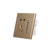 Steckdose mit 2 Steckdosen und 2 USB-Anschlüssen, Wandsteckdose (Gold)