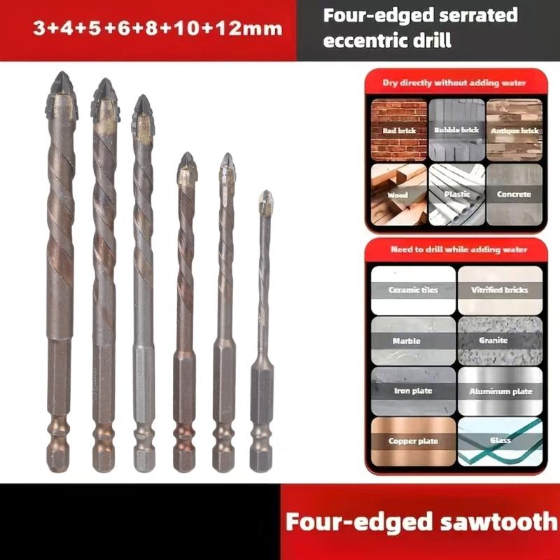 High Efficiency Titaniums Coated Steel Screwdriver Bit Set For Metal Wood Plastic Drilling 4mm, 5mm, 6mm, 8mm, 10mm