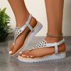 Sandals women's summer new rhinestone wedge sandals muffin thick-soled elastic herringbone sandals