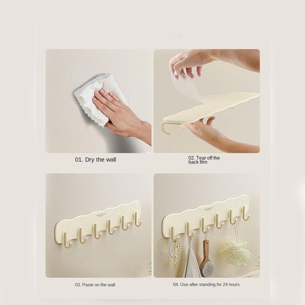Wall Mounted Six Rows Hooks Heavy Duty Kitchen Storage Hook Towels Robe Hook  Home Organization