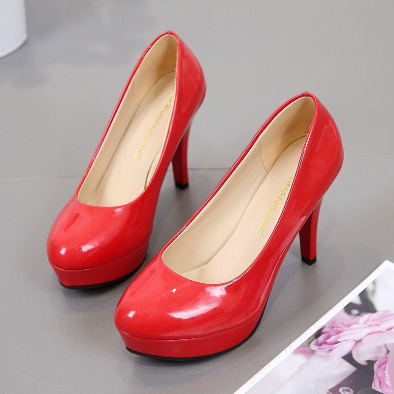 Mary Jane shoes buckle style occupation high heels thick heel versatile high one belt small patent leather casual waterproof table