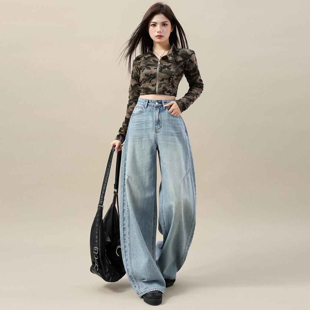 High Street Hot Girl Wide-Leg Jeans: Women's Spring/Autumn Bestseller, Flaw-Hiding, Loose-Fit, American Style Floor-Length Pants