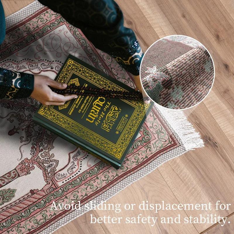 VIKAMA Islamic Prayer Mat, Muslim Prayer Rug With Qibla Compass, Machine Washable, Suitable For Prayer, Ramadan, And Home Use