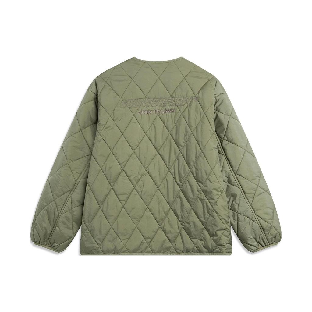 Li Ning CF Pure Color Single-Breasted Long Sleeve Cotton Jacket Unisex jackets Muddy-Olive AJMT243-2